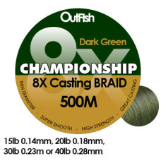 Championship 8x 500m Casting Braid Dark Green with FREE HIGLO BRAID LEADER & DELIVERY Championship 8x 500m Casting Braid Dark Green with FREE HIGLO BRAID LEADER & DELIVERY
