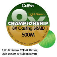 Championship 8x 500m Casting Braid Light Green with FREE HIGLO BRAID LEADER & DELIVERY Championship 8x 500m Casting Braid Light Green with FREE HIGLO BRAID LEADER & DELIVERY