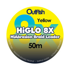 HI GLO 8X High Abrasion Braid Leader 60lb 0.37mm 50m Yellow