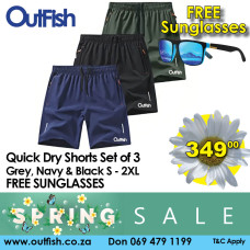Spring Sale SET OF 3 FISHING SHORTS + FREE SUNGLASSES