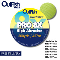 PRO 8x High Abrasion 500yds 10lb 0.16mm Glow Yellow FREE DELIVERY PRO 8x High Abrasion 500yds 10lb 0.16mm Glow Yellow FREE DELIVERY