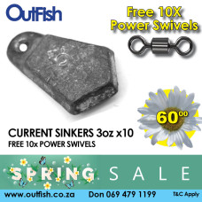 Spring Sale Current Sinkers x10 3oz + 10 FREE POWER SWIVELS