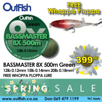 Spring Sale BASS MASTER 8X Green 500m FREE WHOPPA PLOPPA Spring Sale BASS MASTER 8X Green 500m FREE WHOPPA PLOPPA