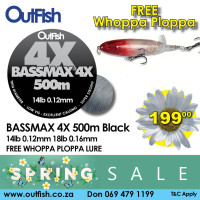 Spring Sale BASSMAX 4X Black 500m FREE WHOPPA PLOPPA Spring Sale BASSMAX 4X Black 500m FREE WHOPPA PLOPPA