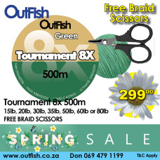 Spring Sale TOURNAMENT 8X 500M Green FREE BRAID SCISSORS Spring Sale TOURNAMENT 8X 500M Green FREE BRAID SCISSORS