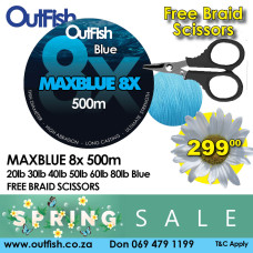 Spring Sale MAXBLUE 8X 500M Blue FREE BRAID SCISSORS