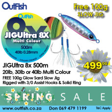 Spring Sale JigUltra 500m 8x Multi Colour Braid Free 100g Jig Spring Sale JigUltra 500m 8x Multi Colour Braid Free 100g Jig