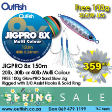 Spring Sale JigPro 150m 8x Multi Colour Braid Free 100g Jig Spring Sale JigPro 150m 8x Multi Colour Braid Free 100g Jig