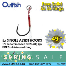 Spring Sale Jigging Assist Hooks set of 5 Free 5x solid rings Spring Sale Jigging Assist Hooks set of 5 Free 5x solid rings