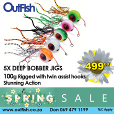 Spring Sale Jigset 5 x 100g Deep Bobber Jigs Spring Sale Jigset 5 x 100g Deep Bobber Jigs