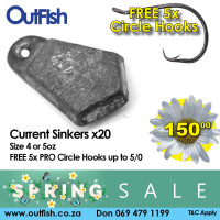 Spring Sale Current Sinkers x20 4 or 5oz or mix 5 Free Cir le Hooks