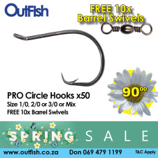 Spring Sale Pro Circle Hooks Box of 50 1/0 2/0 or 3/0 or Mix Free 10 Swivels