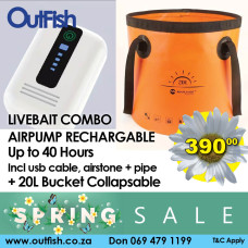 Spring Sale Rechargeable Airpump and 20L Collapsable Livebait Bucket Spring Sale Rechargeable Airpump and 20L Collapsable Livebait Bucket