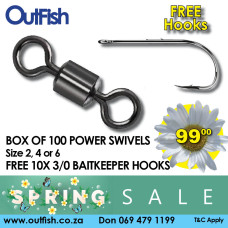 Spring Sale BOX OF 100 POWER SWIVELS Free 10 Baitkeeper Hooks 3/0 Spring Sale BOX OF 100 POWER SWIVELS Free 10 Baitkeeper Hooks 3/0