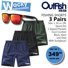 Wacky Wednesday Fishing Shorts SET OF 3 & Sunglasses Wacky Wednesday Fishing Shorts SET OF 3 & Sunglasses