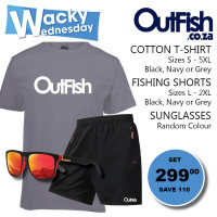 Wacky Wednesday Cotton T-Shirt Fishing Shorts & Sunglasses