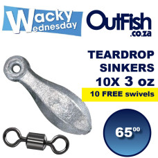 Wacky 10x TEARDROP SINKERS 3oz + FREE 10x Power Swivels