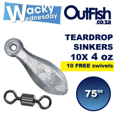 Wacky 10x TEARDROP SINKERS 4oz + FREE 10x Power Swivels