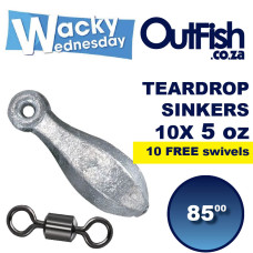 Wacky 10x TEARDROP SINKERS 5oz + FREE 10x Power Swivels