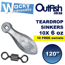 Wacky 10x TEARDROP SINKERS 6oz + FREE 10x Power Swivels