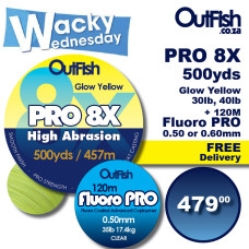 Wacky PRO 8X 500yds Braid + 120m FLUOROPRO LEADER LINE + FREE DELIVERY