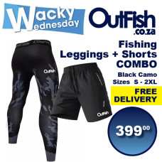 Wacky Wednesday Fishing Leggings Black Cambo Shorts Combo FREE Delivery