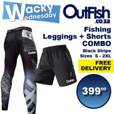 Wacky Wednesday Fishing Leggings Black Stripe with Shorts COMBO FREE Delivery