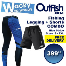 Wacky Wednesday Fishing Leggings Blue Stripe + Shorts COMBO FREE Delivery