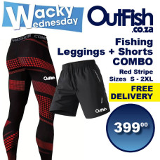 Wacky Wednesday Fishing Leggings Red Stripe + Shorts COMBO FREE Delivery