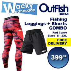 Wacky Wednesday Fishing Leggings Red Camo + Shorts COMBO FREE Delivery